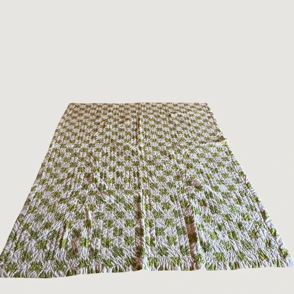 Handsewn Log Cabin Quilt Large Multi Color Vintage Patchwork Cottagecore Rustic